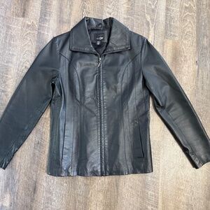 East 5th Genuine Leather Jacket Womens S Black Zip Up Motorcycle Biker Fitted